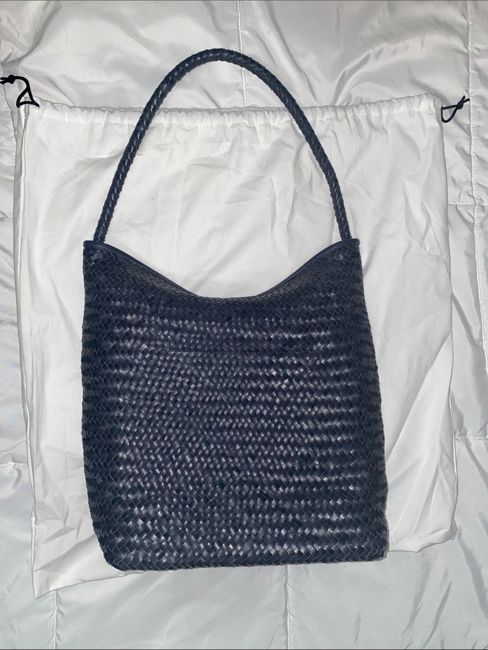 Never worn Madewell Woven Leather Shoulder Bag in Dark Blue